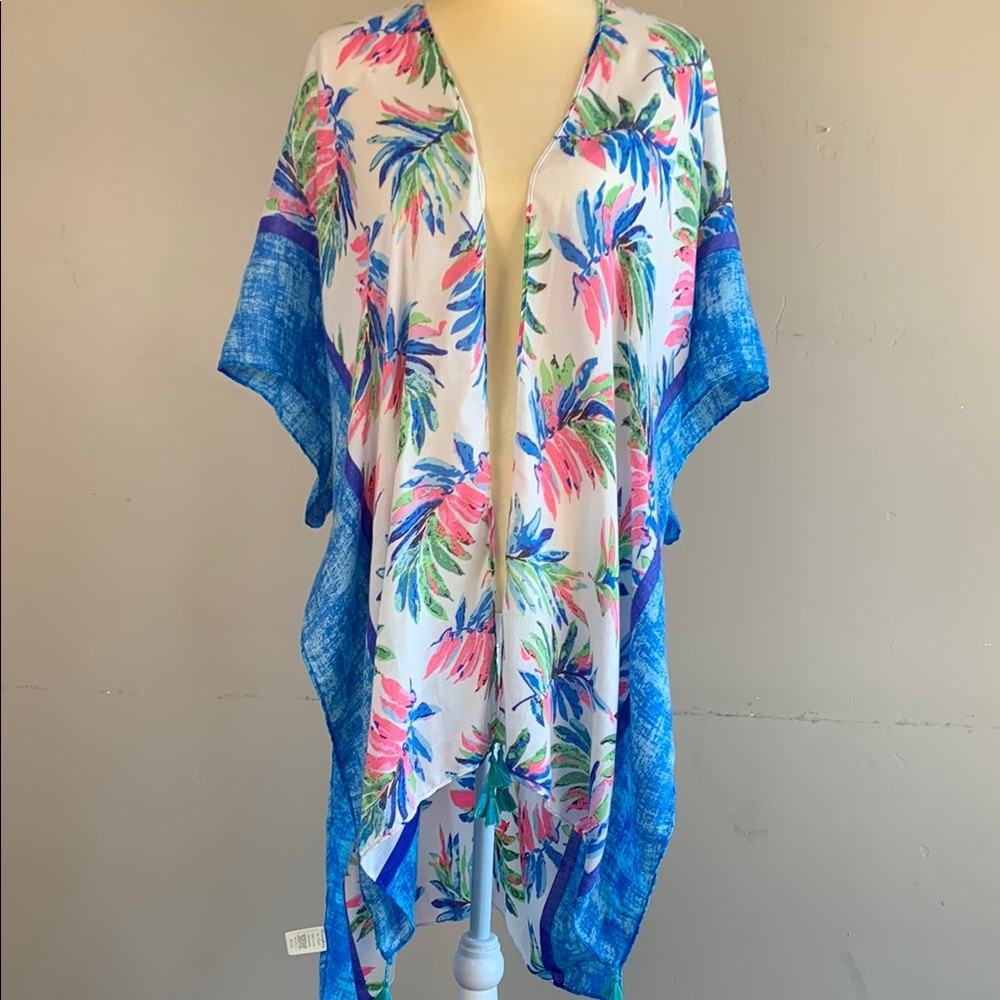 Blue Leaf Print Kimono New with Tags One Size, Lightweight